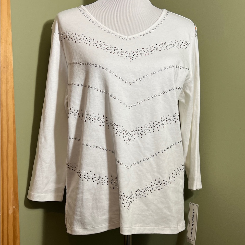 NWT White Studded Women's Top